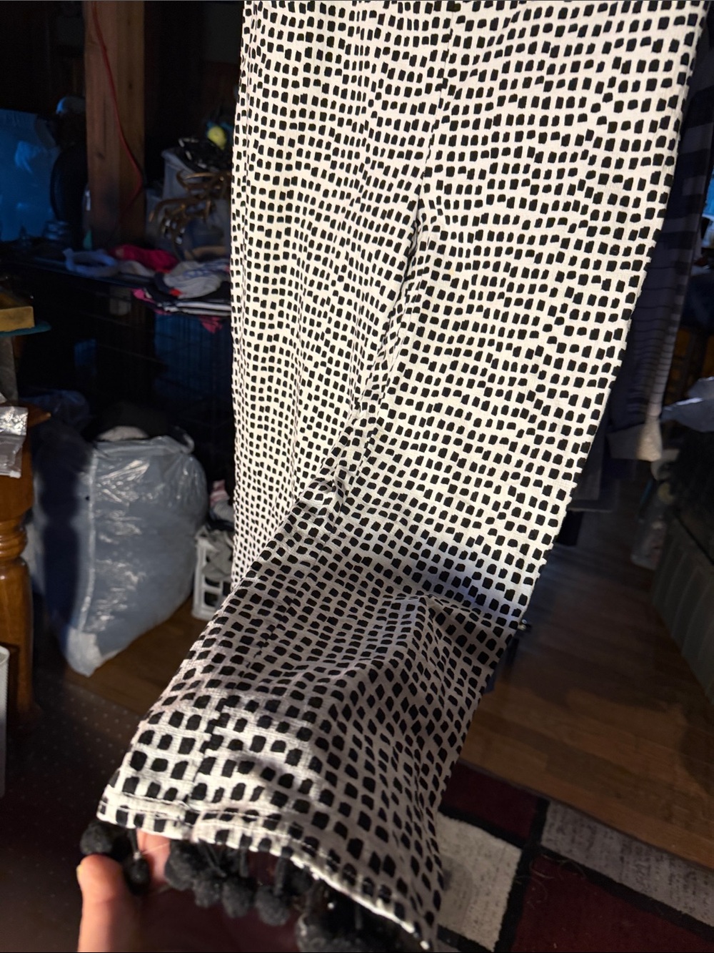 Chico's Black and White Grid Print pants.